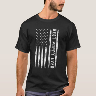 Best Poppy Ever American Flag Vintage Father's Day T-Shirt