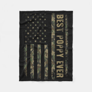Best Poppy Ever Camouflage American Flag Father's Fleece Blanket