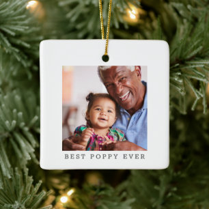 Best Poppy Ever Custom Photo Christmas Simple Ceramic Ornament