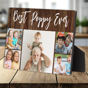 Best Poppy Ever Grandchildren 5 Photo Collage Wood Plaque