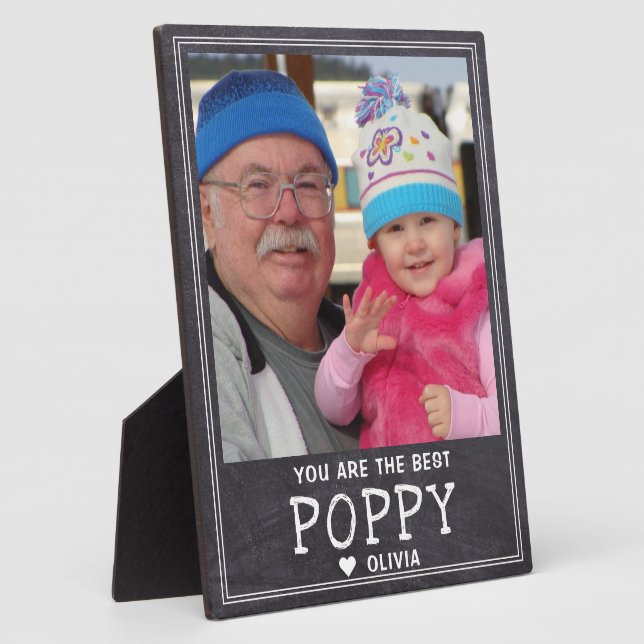 Best Poppy Grandchild Photo Rustic Chalkboard   Plaque (Side)
