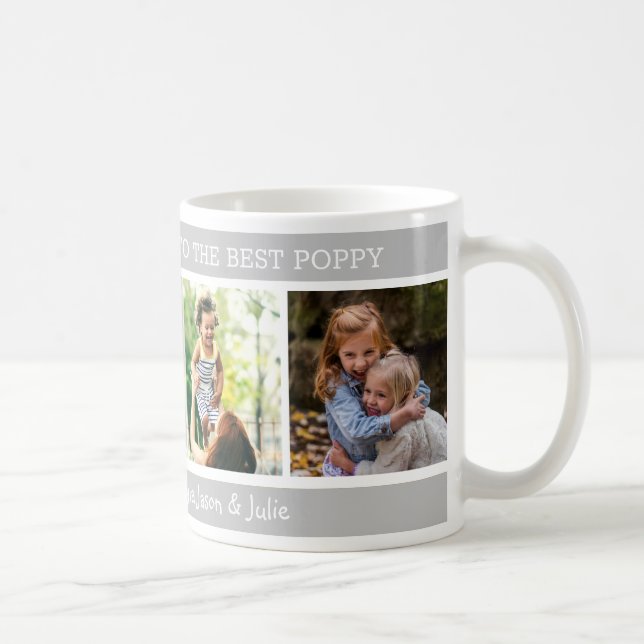 Best Poppy Happy Father's Day  4 Photo Collage  Coffee Mug (Right)