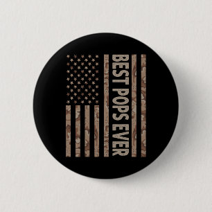 Best Pops Ever Us American Flag Funny Grandpa Fath 2 Inch Round Button