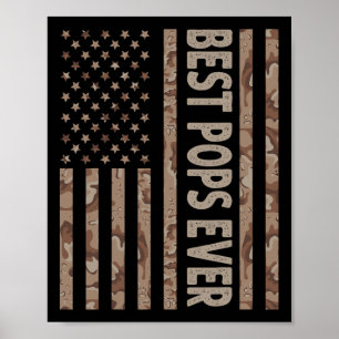 Best Pops Ever Us American Flag Funny Grandpa Fath Poster