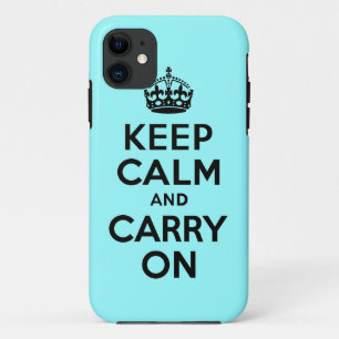 Best Price Keep Calm And Carry On Black and Teal iPhone 11 Case