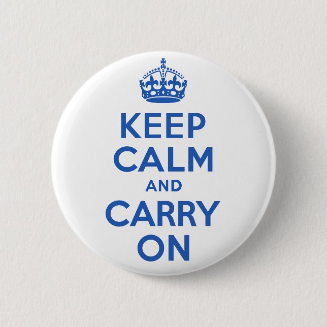 Best Price Keep Calm And Carry On Blue 2 Inch Round Button (Front)