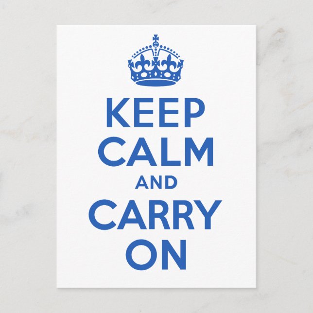 Best Price Keep Calm And Carry On Blue Postcard (Front)