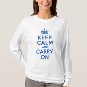 Best Price Keep Calm And Carry On Blue T-Shirt