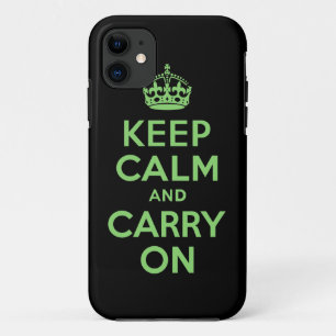 Best Price Keep Calm And Carry On Green and Black iPhone 11 Case