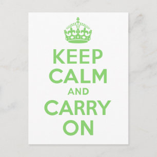 Best Price Keep Calm And Carry On Green Postcard