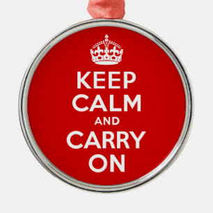 Best Price Keep Calm And Carry On Red and White Metal Ornament