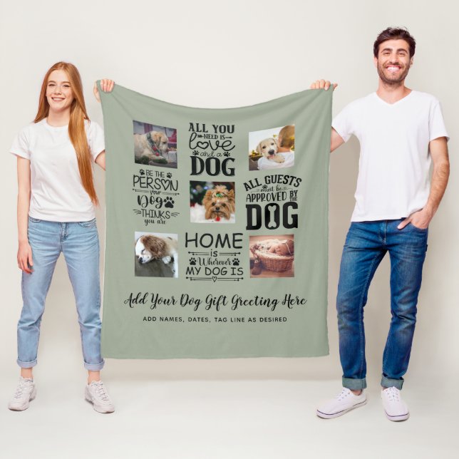 BEST PRICES! DOG Owner Quotes PHOTO COLLAGE Gift Fleece Blanket (In Situ)