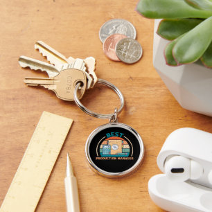 Best Production Manager - Retro Style Round Keychain