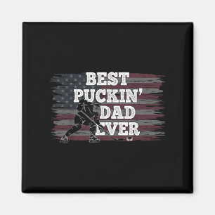 Best Puckin Dad Ever Shirt American Flag Hockey Gi Magnet