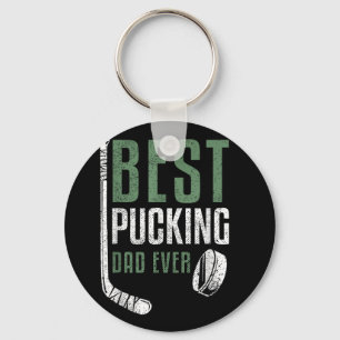 Best Pucking Dad Ever Hockey Daddy Grandpa Fathers Keychain