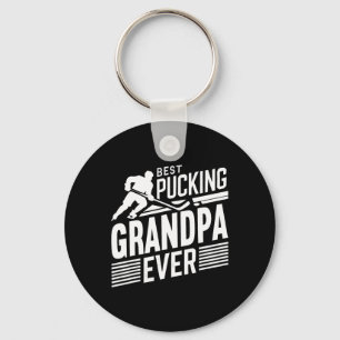 Best Pucking Grandpa Ever Shirt Hockey Lover (1) Keychain