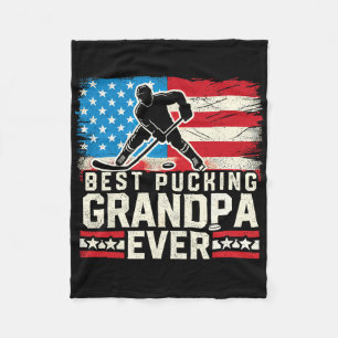 Best Pucking Grandpa Ever Shirt Hockey Lover  Fleece Blanket