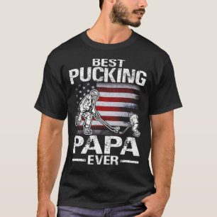 Best Pucking PAPA Ever Hockey US Flag Father's Day T-Shirt