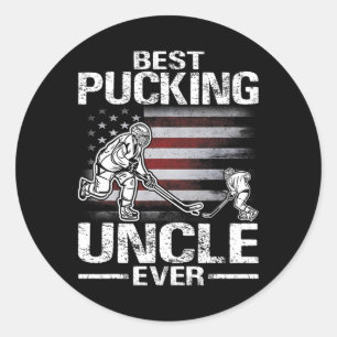 Best Pucking Uncle Ever Hockey Father's Day Gift Classic Round Sticker