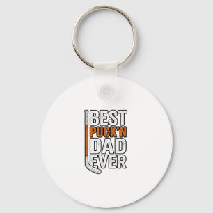 Best Puck'n Dad Ever Hockey Father Vector Design_1 Keychain