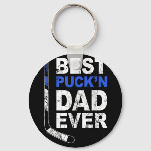 Best Puckn Dad Ever Shirt Men Hockey Daddy Fathers Keychain