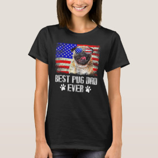 Best Pug Dad Ever American Flag Pug Dog T-Shirt