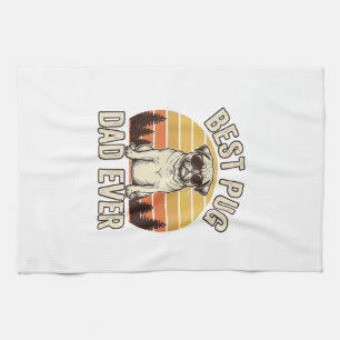 Best Pug Dad Ever Vintage Pug T-Shirt Design_1 Kitchen Towel