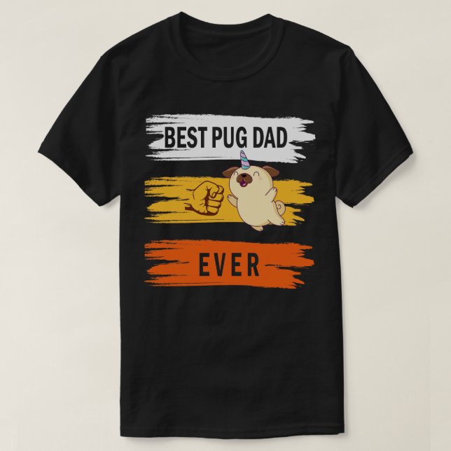 Best Pug Dog Dad Ever Happy Father Parent Summer V T-Shirt (Design Front)