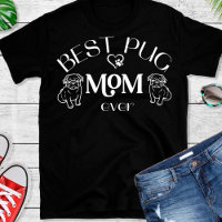 Best Pug Mom Heart Dog Paw T-Shirt