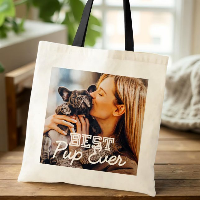 Best Pup Ever Modern Cool Stitch Pet Puppy Photo Tote Bag (Creator Uploaded)