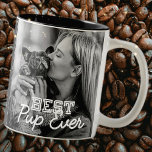 Best Pup Ever Modern Cool Stitch Pet Puppy Photo Two-Tone Coffee Mug<br><div class="desc">This simple and modern design is composed of serif and cursive typography and add a custom photo of your puppers</div>