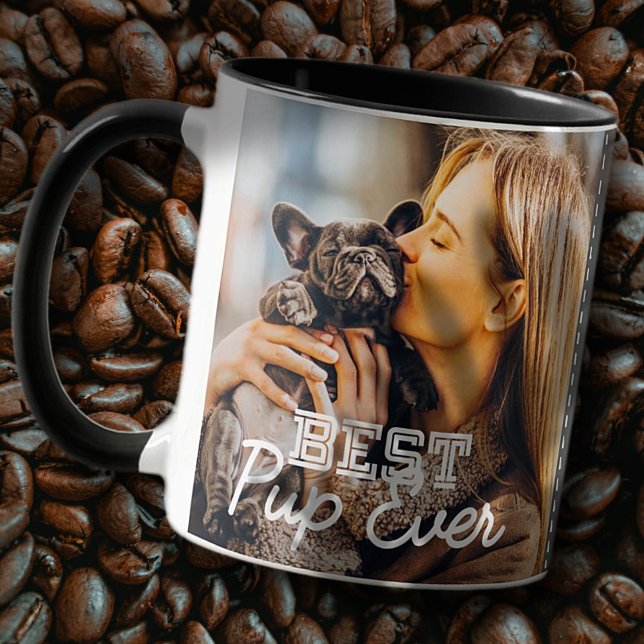 Best Pup Ever Modern Cool Stitch Pet Puppy Photo Two-Tone Coffee Mug (Creator Uploaded)