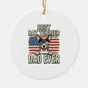 Best Rat Terrier Dad Ever Patriotic Dog Shirt Desi Ceramic Ornament