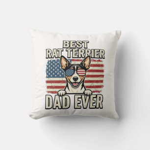 Best Rat Terrier Dad Ever Patriotic Dog Shirt Desi Throw Pillow