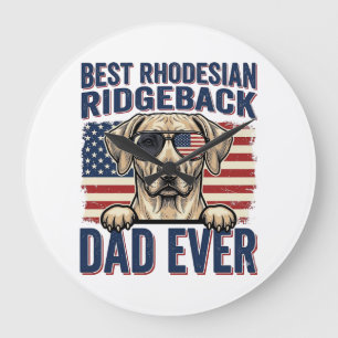 Best Rhodesian Ridgeback Dad Ever Vintage Dog Shir Large Clock