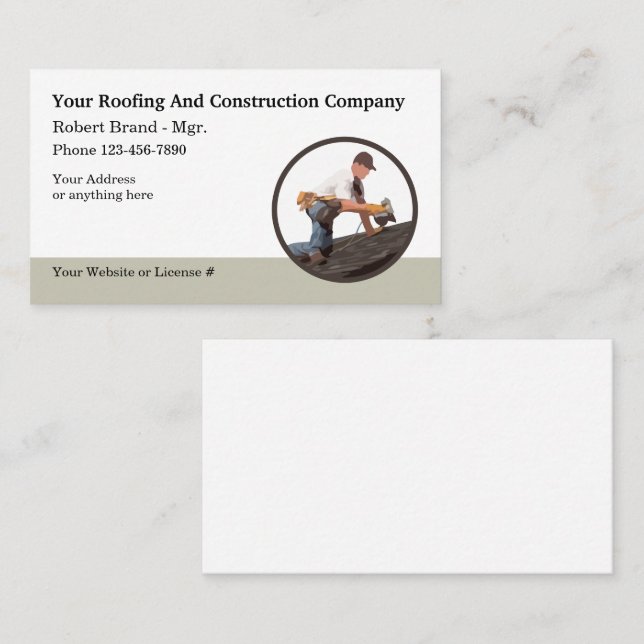 Best Roofing Construction Service Business Card (Front/Back)