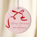 Best Roommate Christmas Ceramic Ornament<br><div class="desc">Pink Red Merry Christmas Holiday Card for your roommate</div>