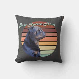 Best Rottie Mom Retro Throw Pillow