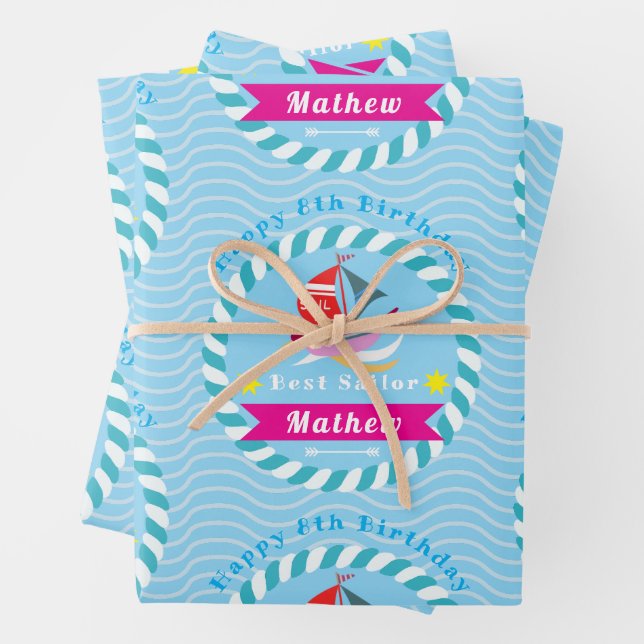 Best Sailor Blue Wrapping Paper Sheet (In situ)