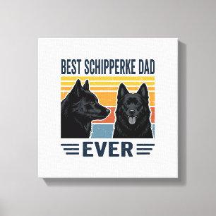 Best Schipperke Dad Ever Retro Dog Vector Design_1 Canvas Print