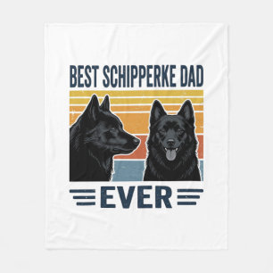 Best Schipperke Dad Ever Retro Dog Vector Design_1 Fleece Blanket