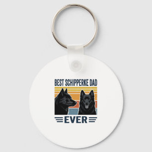 Best Schipperke Dad Ever Retro Dog Vector Design_1 Keychain