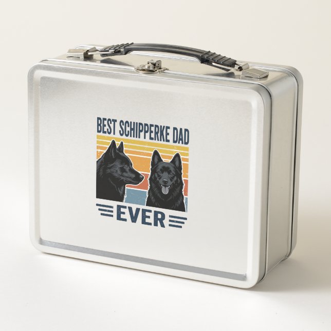 Best Schipperke Dad Ever Retro Dog Vector Design_1 Metal Lunch Box (Front)