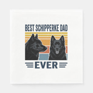 Best Schipperke Dad Ever Retro Dog Vector Design_1 Napkin