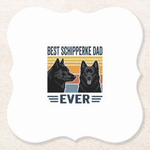 Best Schipperke Dad Ever Retro Dog Vector Design_1 Paper Coaster