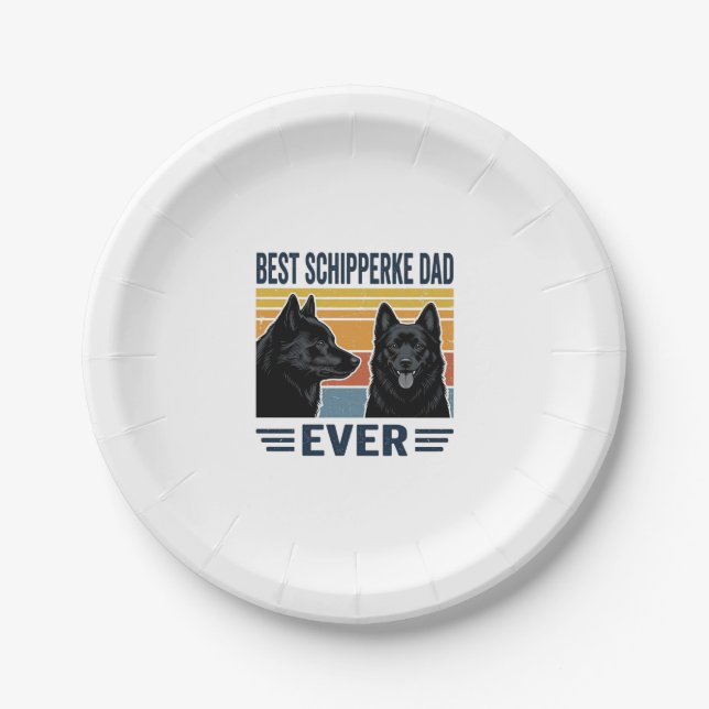Best Schipperke Dad Ever Retro Dog Vector Design_1 Paper Plate (Front)