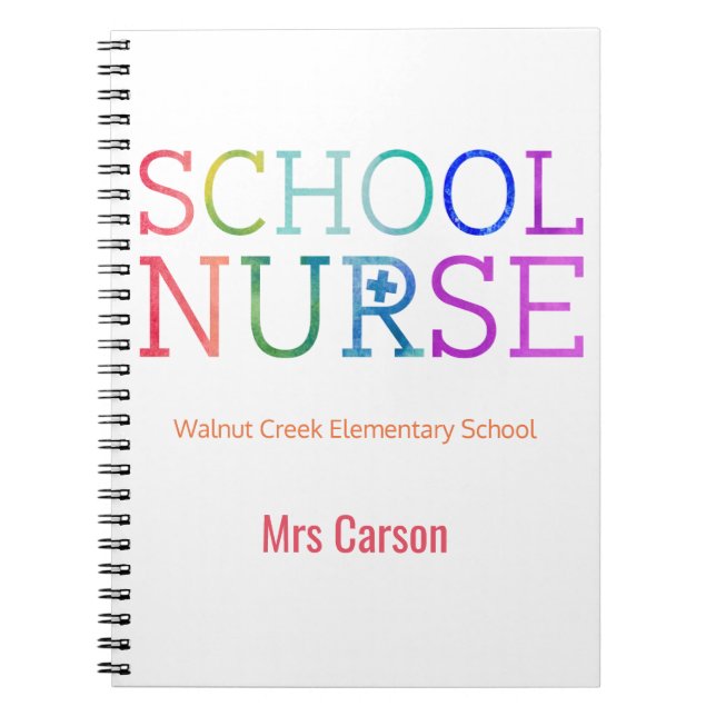 Best School Nurse Ever Personalized Typography Notebook (Front)