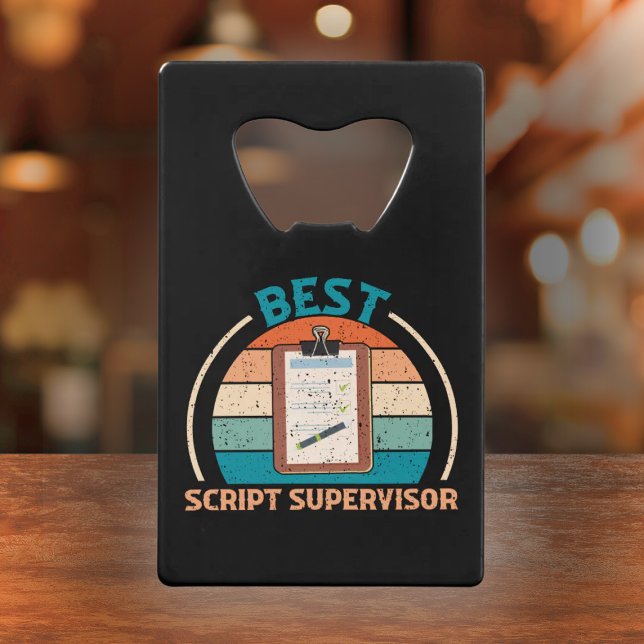 Best Script Supervisor Retro - Film Crew Gift Credit Card Bottle Opener (Creator Uploaded)
