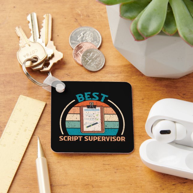  Best Script Supervisor - Retro Style Keychain (Desk)