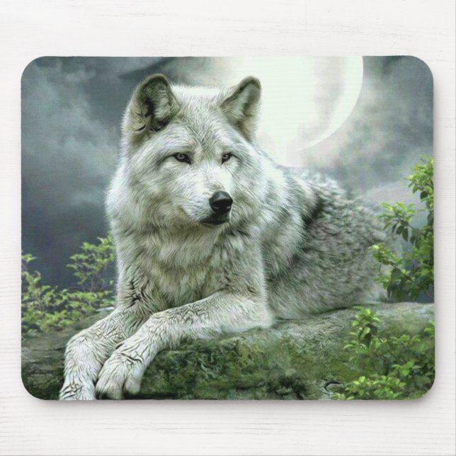Best Selling Imaginative Wolf Art Illustration Pai Mouse Pad (Front)